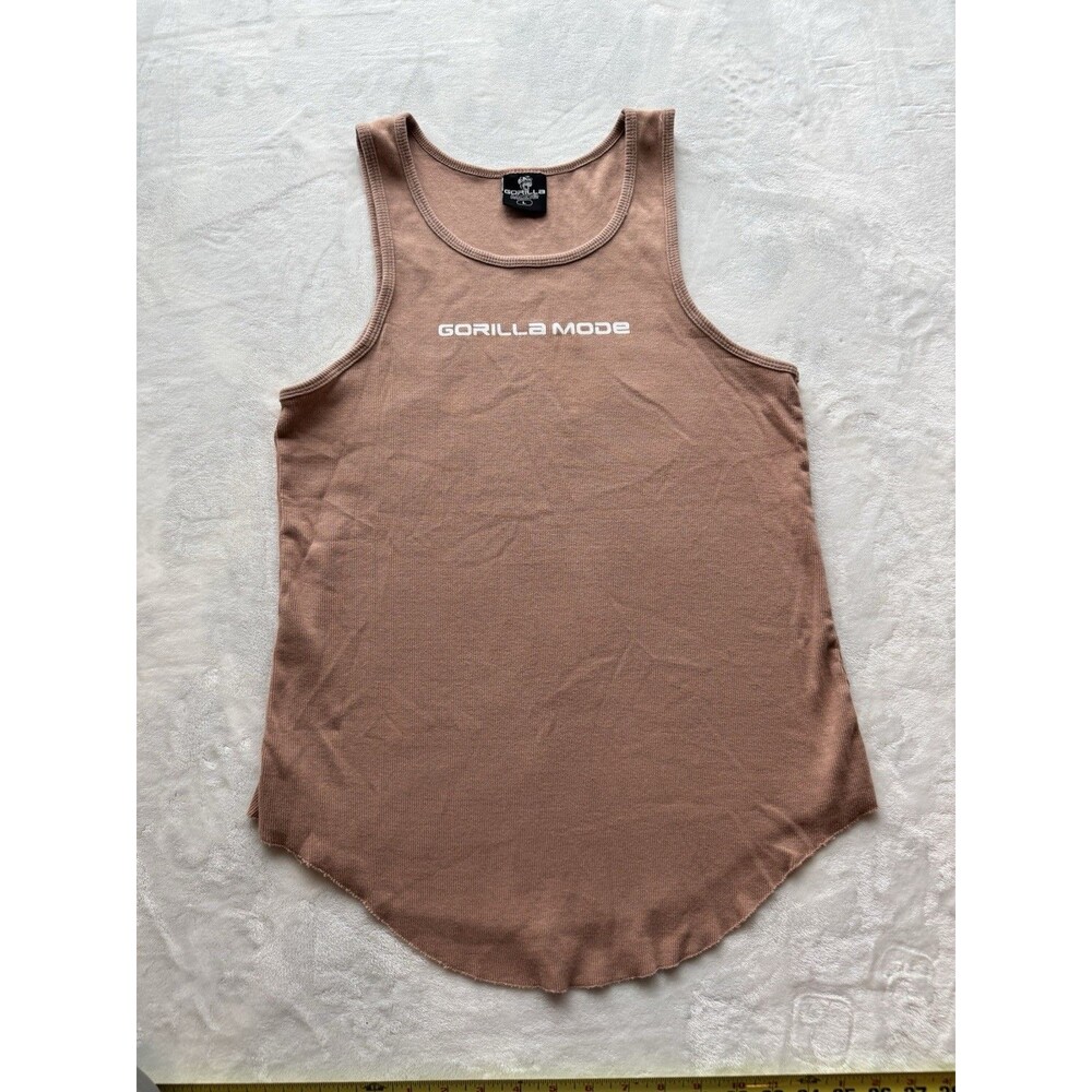 Gorilla Mind Gorilla Mode Men’s Ribbed Tank Top Large Salmon Pink Gym Muscle Fit